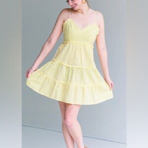 NEW Love Tree Yellow Gingham Dress. Large